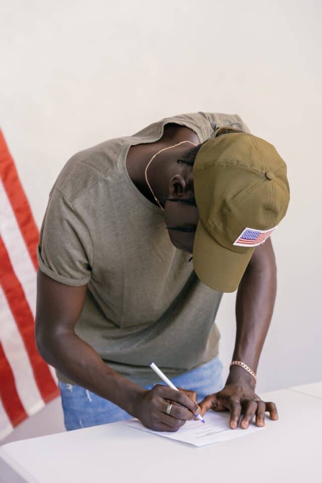 A man voting.